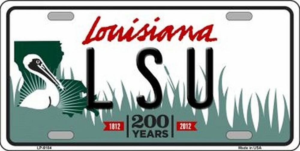 NCAA LSU Tigers Metal License Plate Baton Rogue Auto Truck Nat Champs Wall New